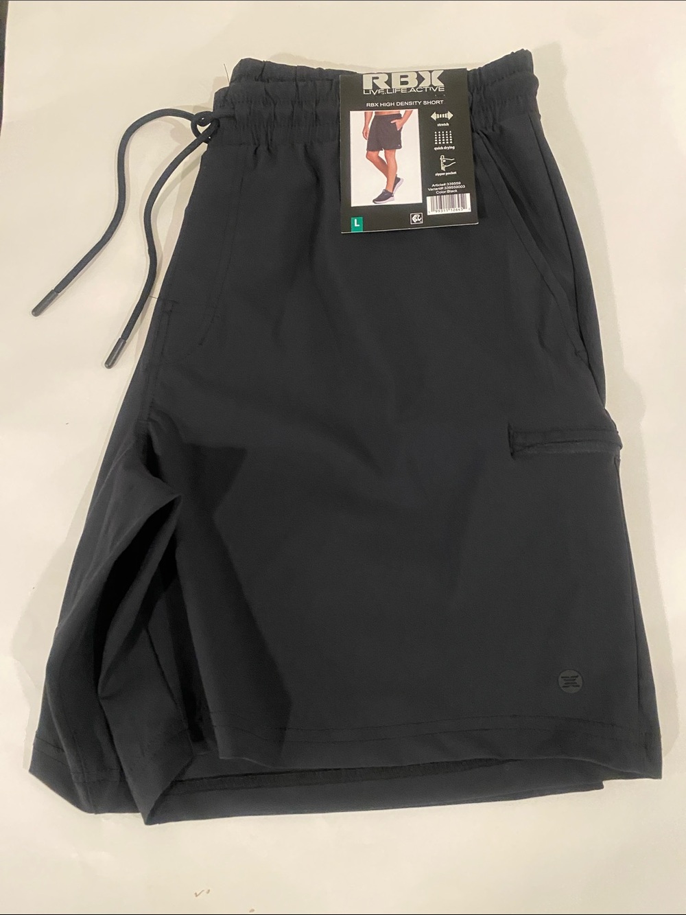 RBX Men’s Black Athletic Shorts with Cargo Pocket